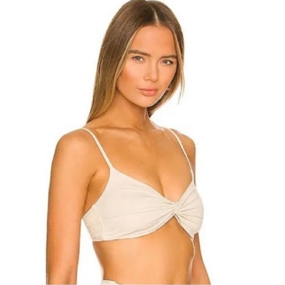L*SPACE Ringo Shimmer Bikini Top In Bone Size XL - Picture 3 of 10